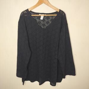Silhouettes Sweater Black Open Knit Cotton Blend